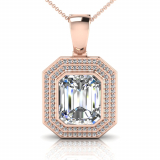 Emerald Bezel Double Halo Pave Set Enhancer