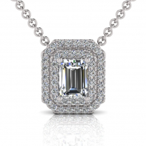 Double Scallop Set Emerald Halo Pendant