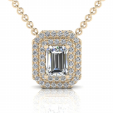 Double Scallop Set Emerald Halo Pendant