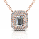 Double Scallop Set Emerald Halo Pendant