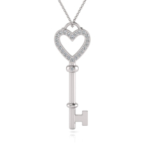 Pave Heart Key Pendant