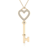 Pave Heart Key Pendant