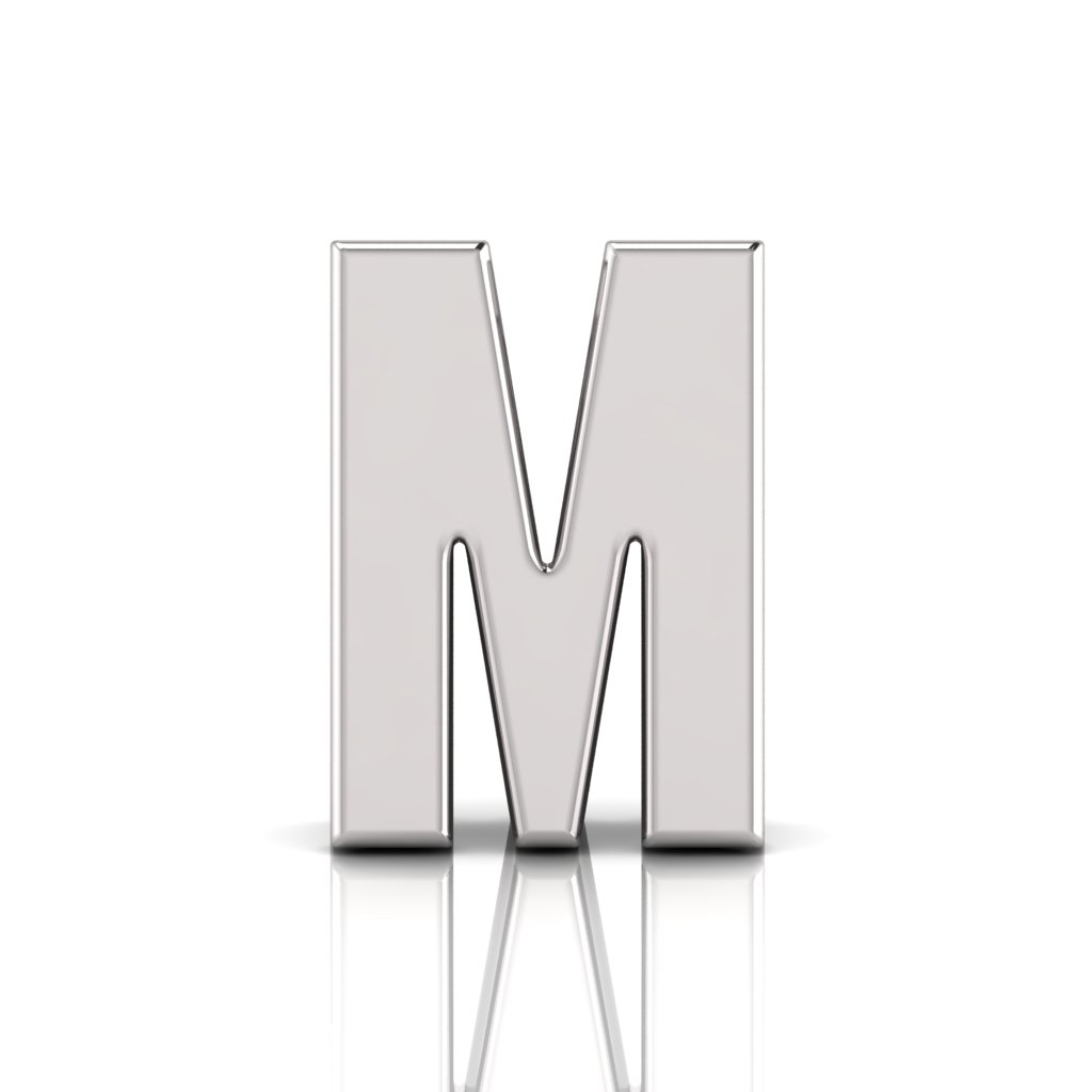 Slider Letter Pendant = Initial M Chemgold