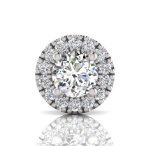 Single Scallop Set Round Halo Pendant