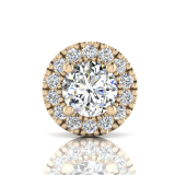 Single Scallop Set Round Halo Pendant