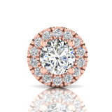 Single Scallop Set Round Halo Pendant