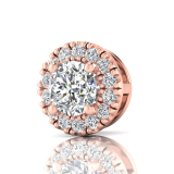 Single Scallop Set Round Halo Pendant