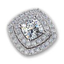 Double Scallop Set Cushion Halo Earring