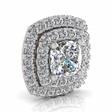 Double Scallop Set Cushion Halo Earring