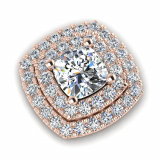 Double Scallop Set Cushion Halo Earring