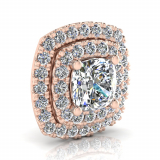 Double Scallop Set Cushion Halo Earring