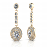 Oval Bezel Set And Double Halo Pave Set Drop Earring