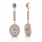 Oval Bezel Set And Double Halo Pave Set Drop Earring