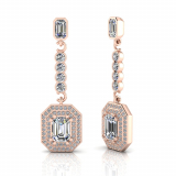 Emerald Claw Set And Double Halo Pave Set Drop Earring