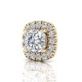 Single Scallop Set Cushion Halo Earring