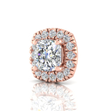 Single Scallop Set Cushion Halo Earring