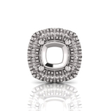 Single Scallop Set Cushion Halo Earring