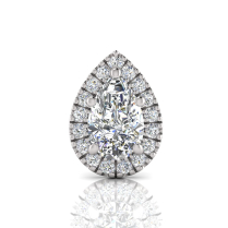 Single Scallop Set Pear Halo Earring