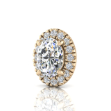 Single Scallop Set Oval Halo Earring