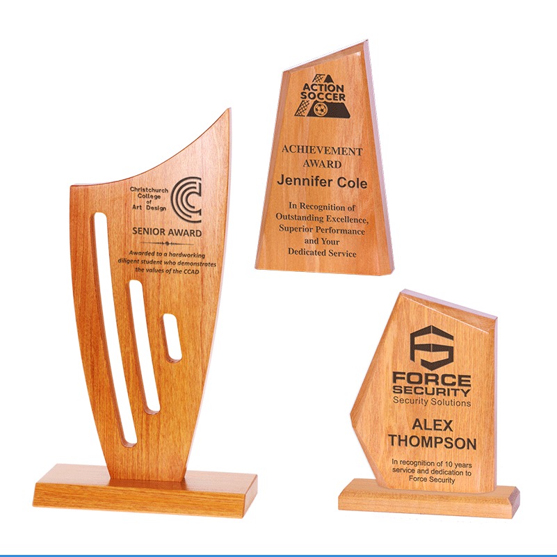 solid wood trophies catagory laser engraved